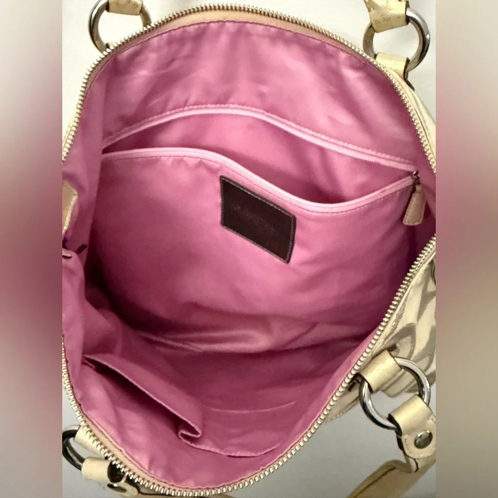 Coach Poppy Beige and Gold Signature Tote Style 16289
